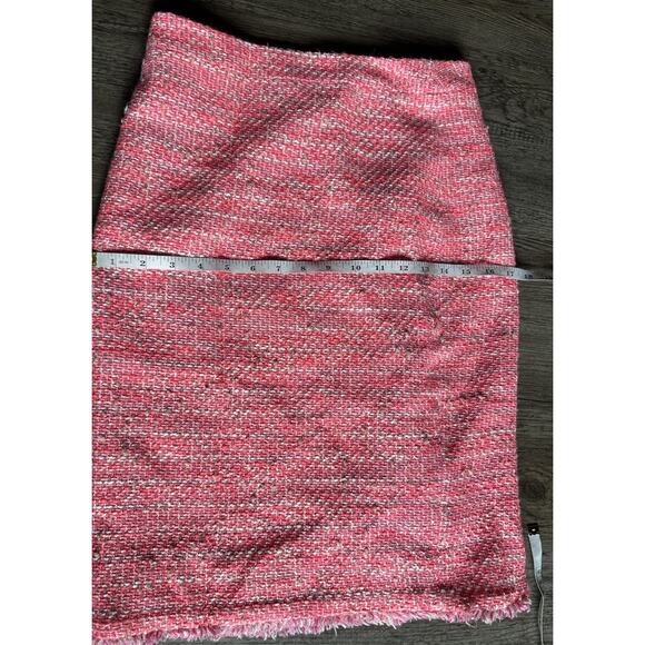 J.Crew Womens Tweed Pencil Skirt Pink Back Zip Frayed Hem Work Casual 2P PETITES - Picture 11 of 15